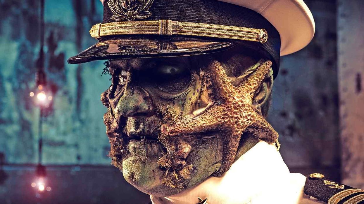 captain at dark harbor halloween event aboard queen mary