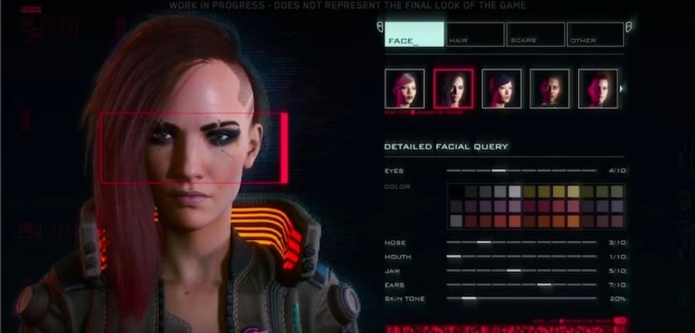 Character Creation in Cyberpunk 2077 interactive storytelling