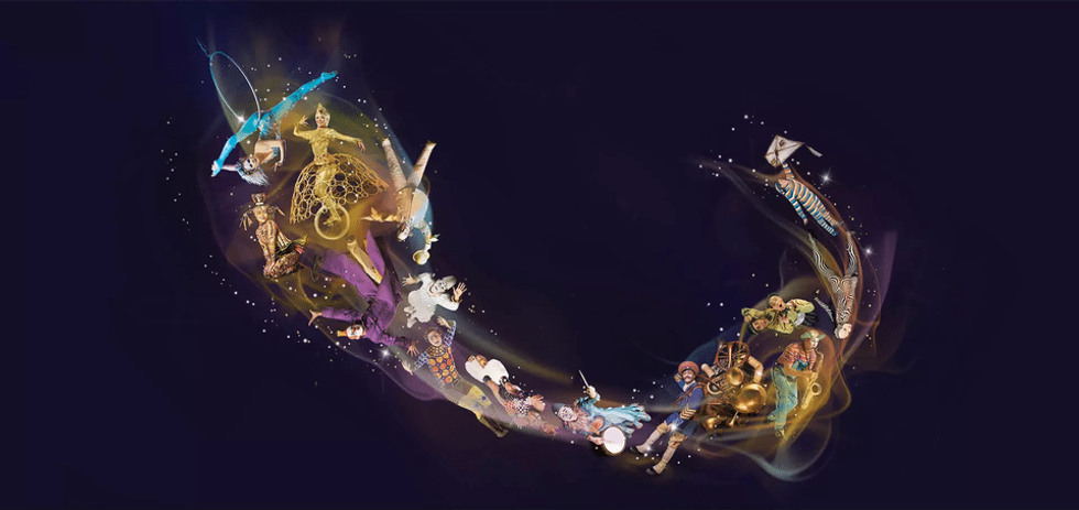 Characters from Cirque du Soleil shows