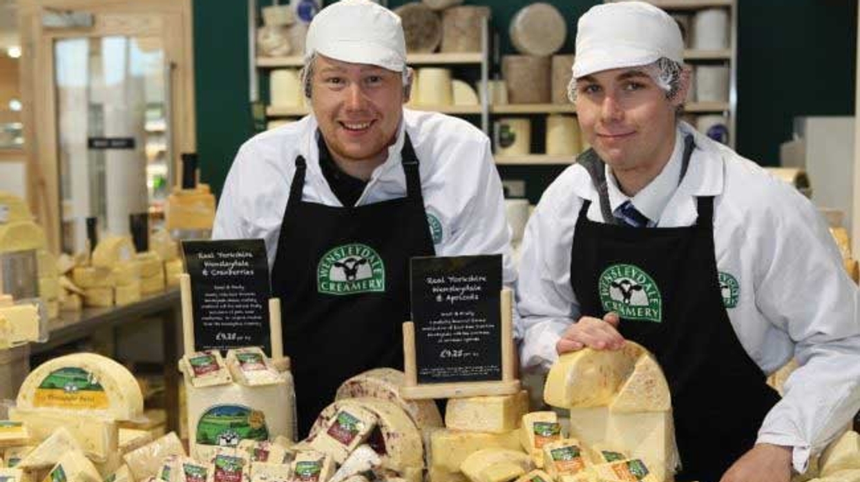 Cheese Shop with staff press Wensleydale Creamery