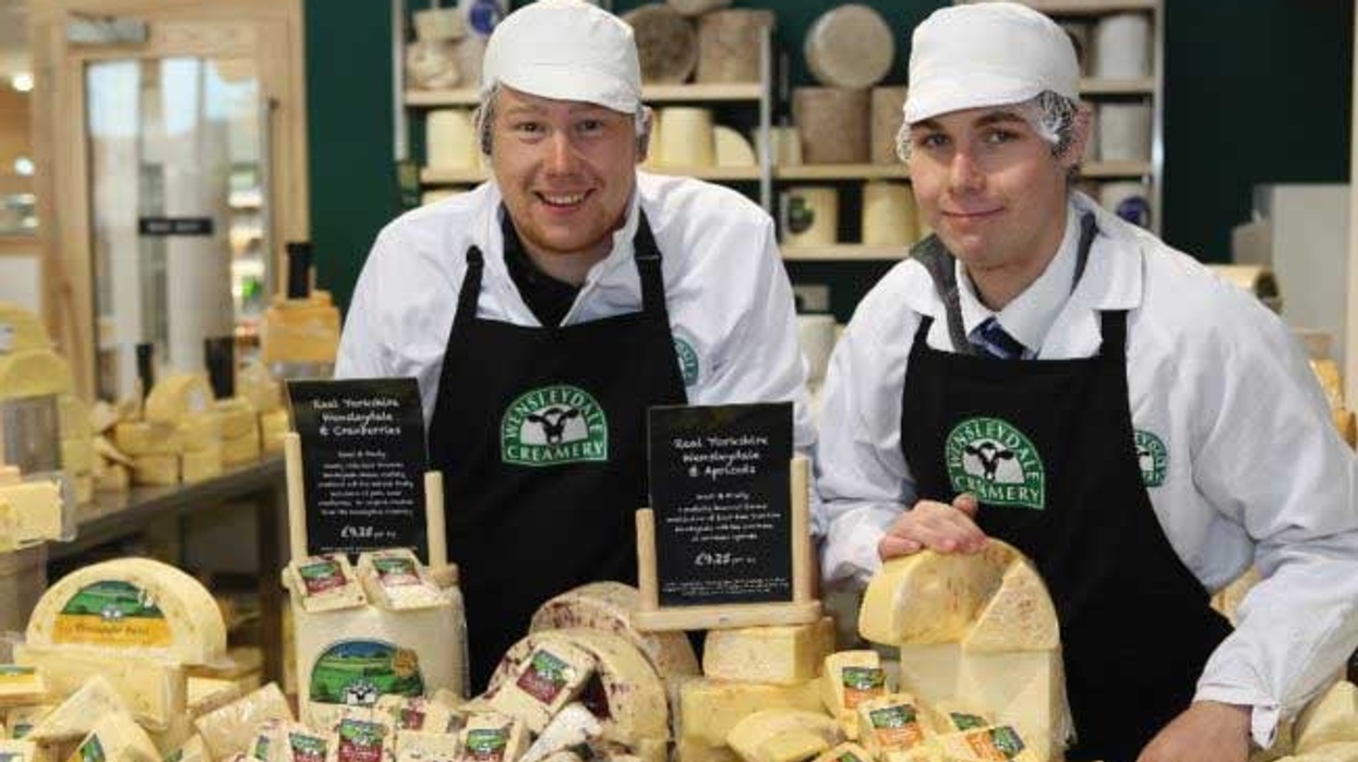 Cheese Shop with staff press Wensleydale Creamery