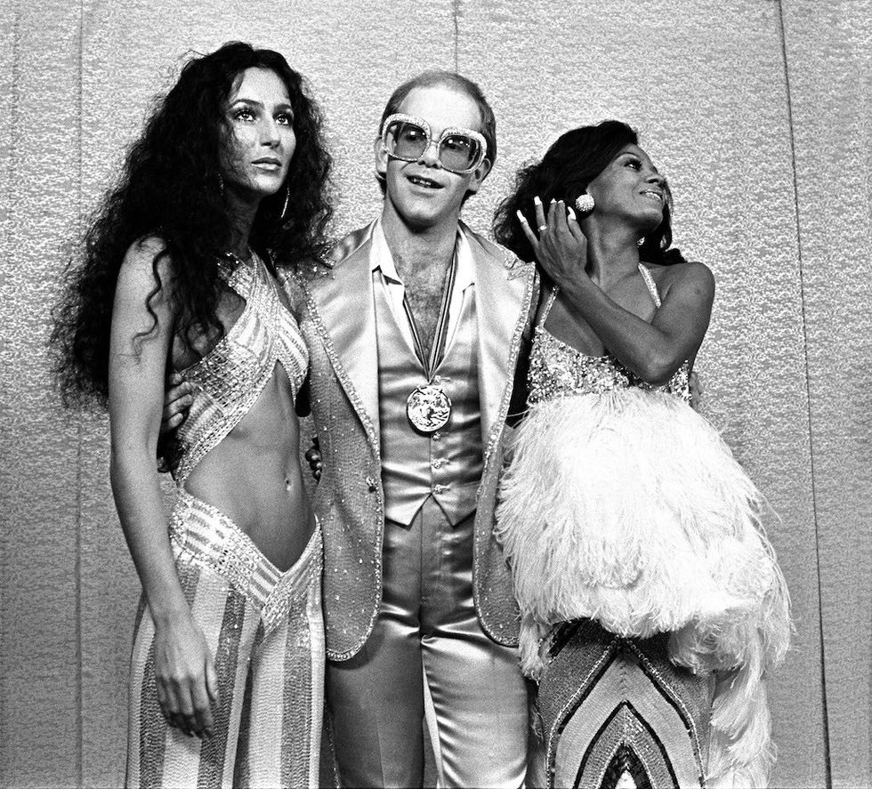 Cher, Elton John and Diana Ross at Rock Awards Santa Monica Civic Auditorium 1975. Photo by Mark Sullivan/Contour by Getty Images