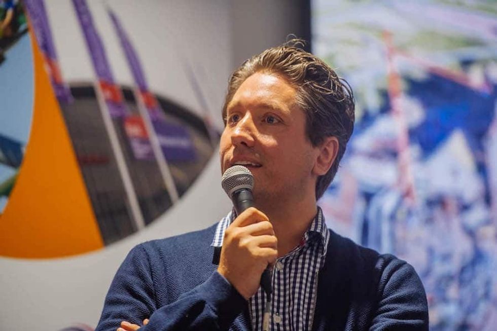 Chris Lange speaking at an industry event