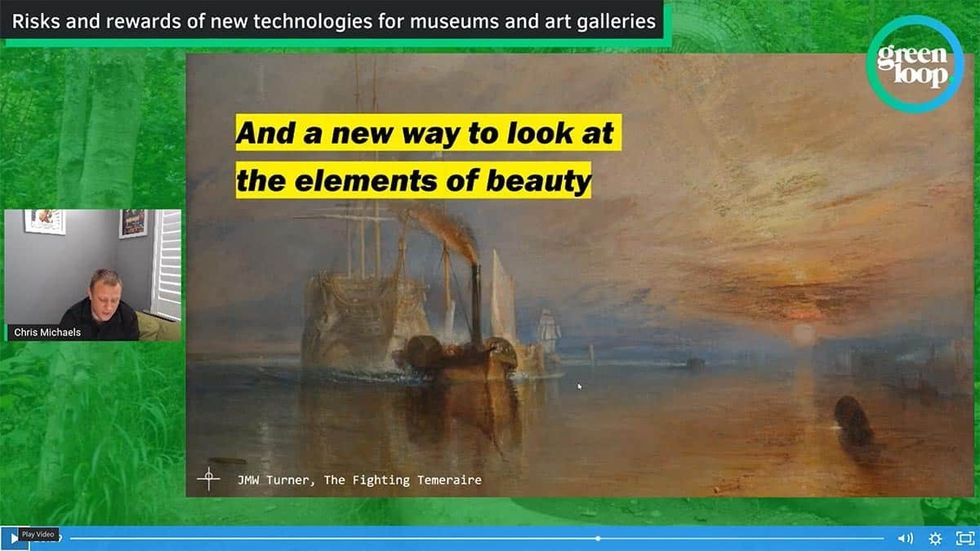 Chris Michaels, National Gallery director of digital, communications and technology speaking at greenloop - Turner</p><p></p>