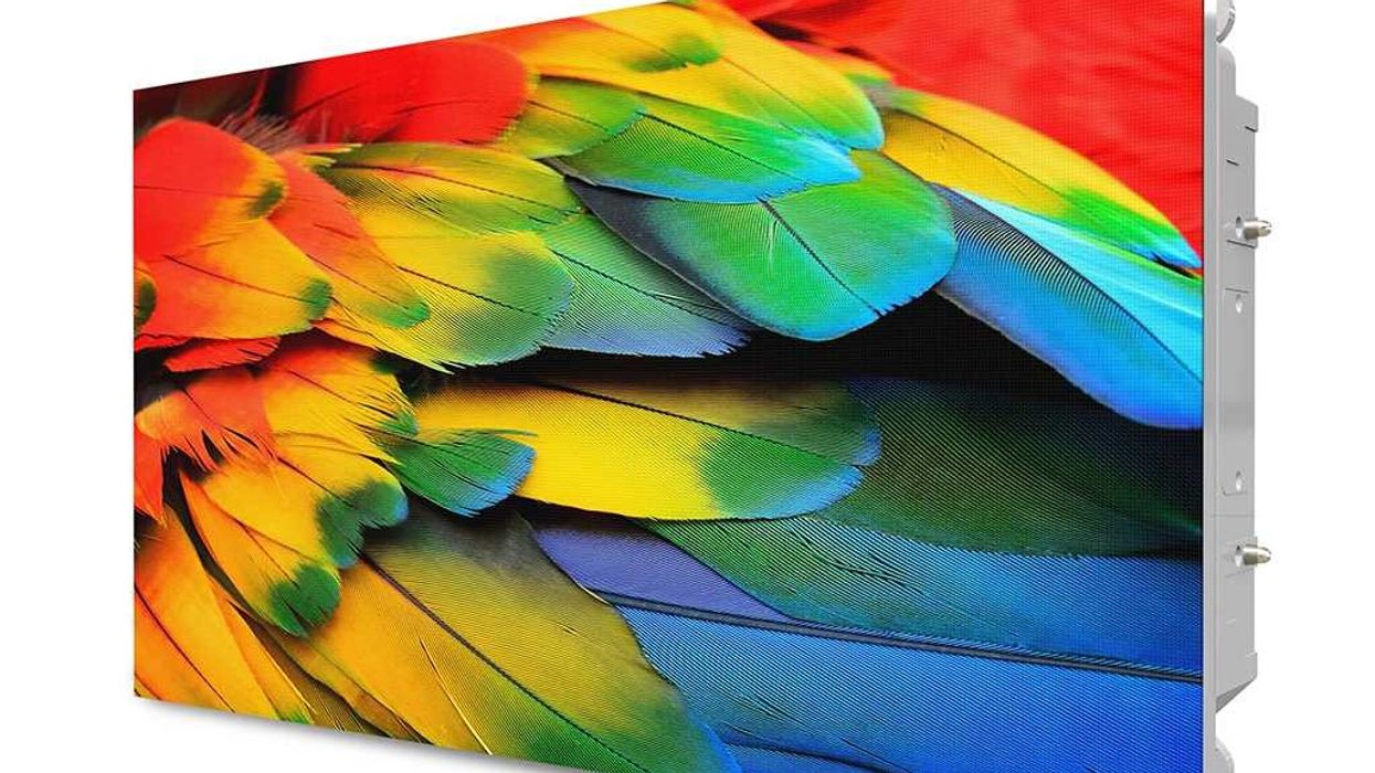christie LED display showing colourful feathers at infocomm india