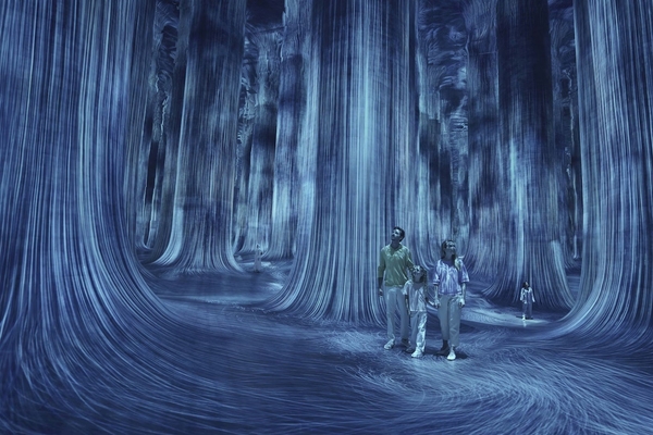 Circulating Universe of Water Particles at teamLab Phenomena Abu Dhabi