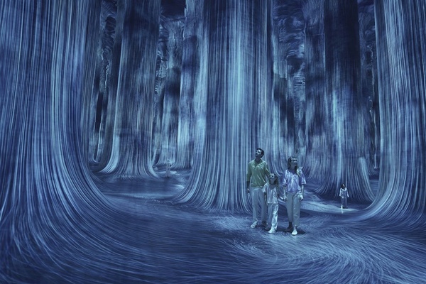 Circulating Universe of Water Particles at teamLab Phenomena Abu Dhabi
