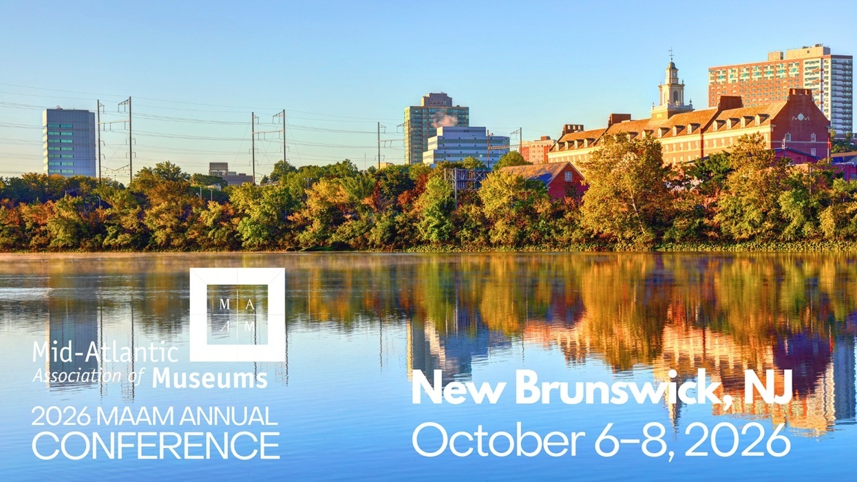 Cityscape of New Brunswick, NJ, with conference text overlay.