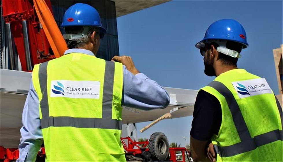 clear reef builders hard hats high vis jackets