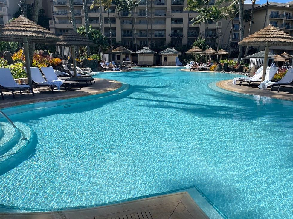 Clear swimming pool water at resort