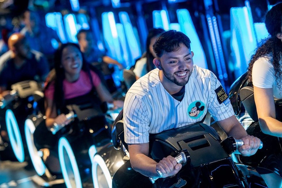 Close up of riders on the roller coaster