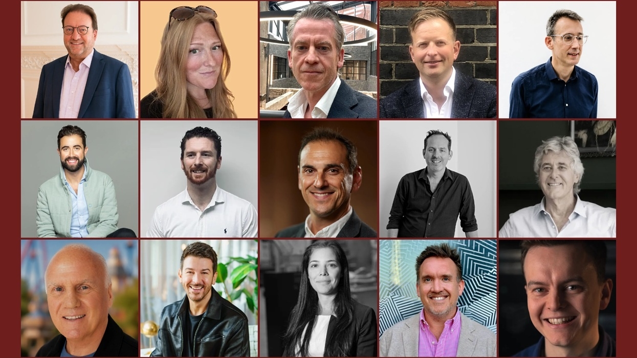 Collage of 15 diverse smiling professionals, members of the Experience UK steering groups, in a grid layout.