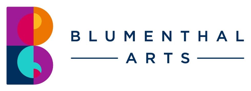 Colorful "B" logo next to "Blumenthal Arts" text with lines.