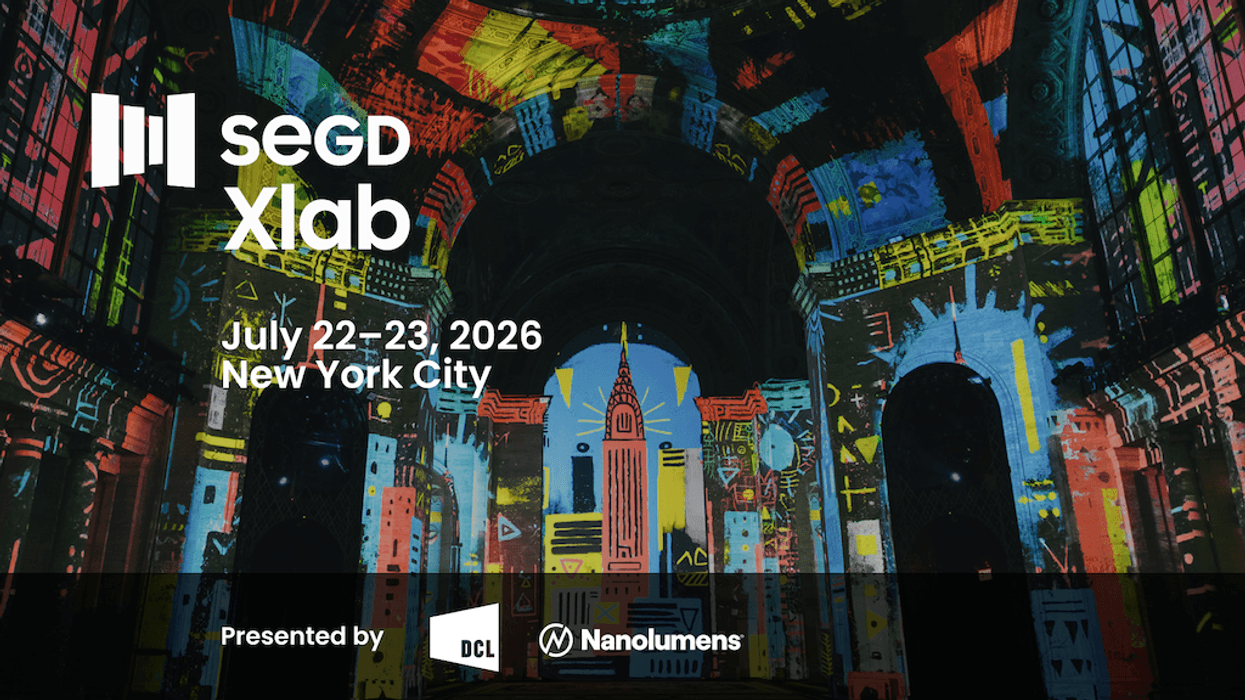 Colorful digital artwork with SEGD Xlab event details for July 2026 in NYC.