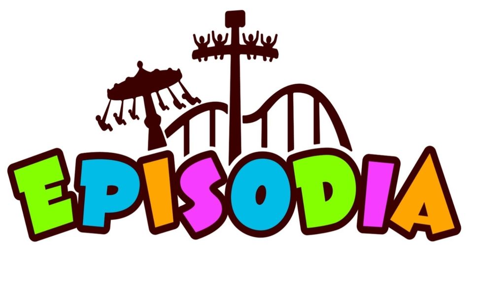 Colorful "Episodia" logo with amusement park rides backdrop.