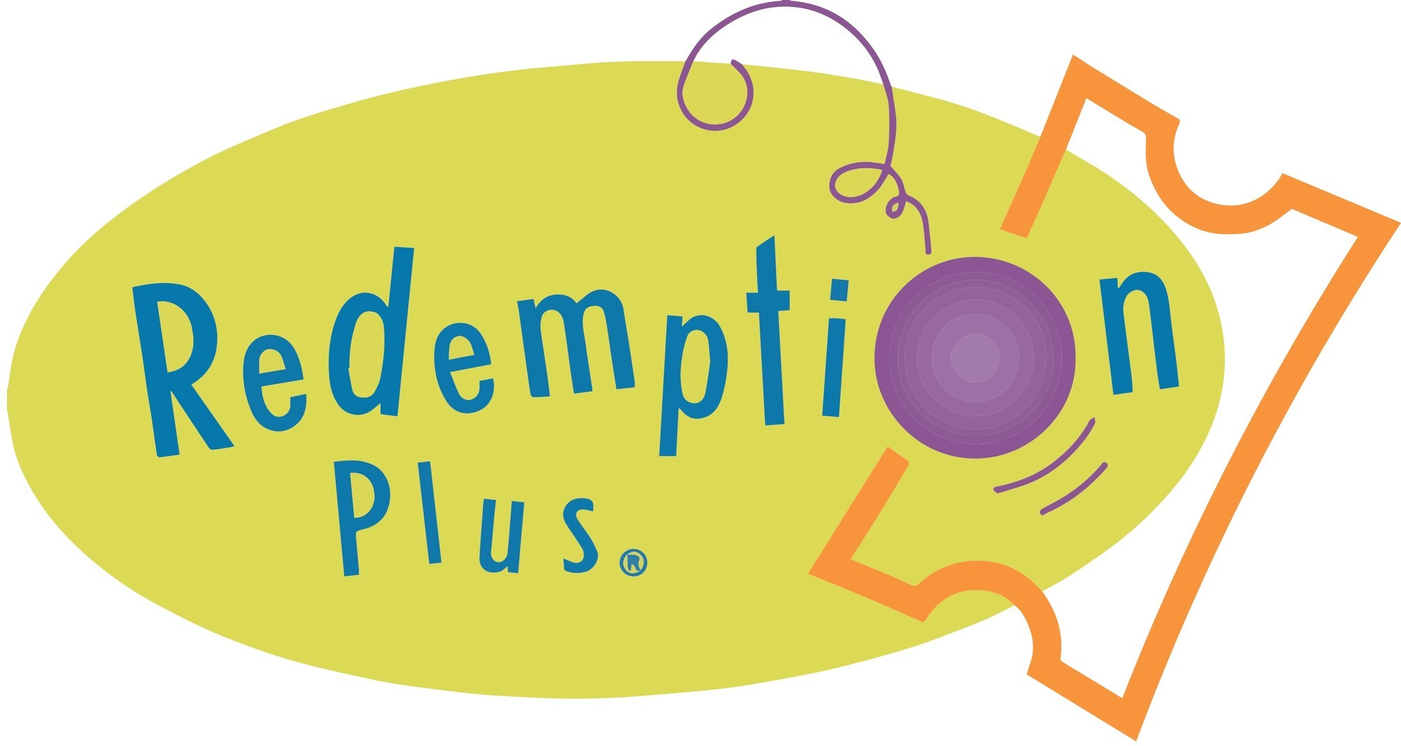 "Colorful logo with 'Redemption Plus' text and ticket graphic."