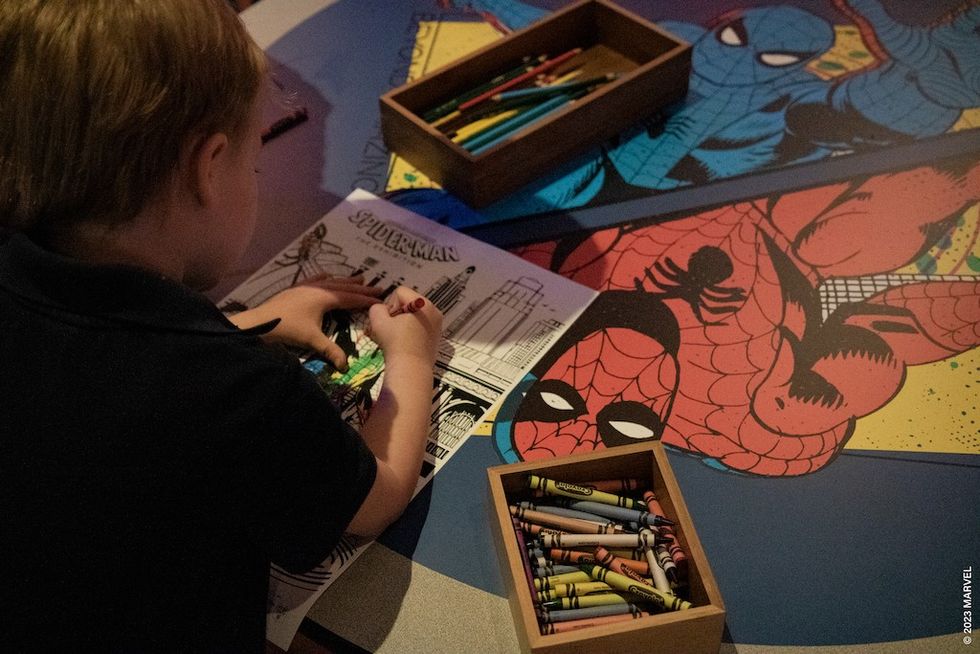 Colouring at Marvel Semmel Spider-Man Exhibition
