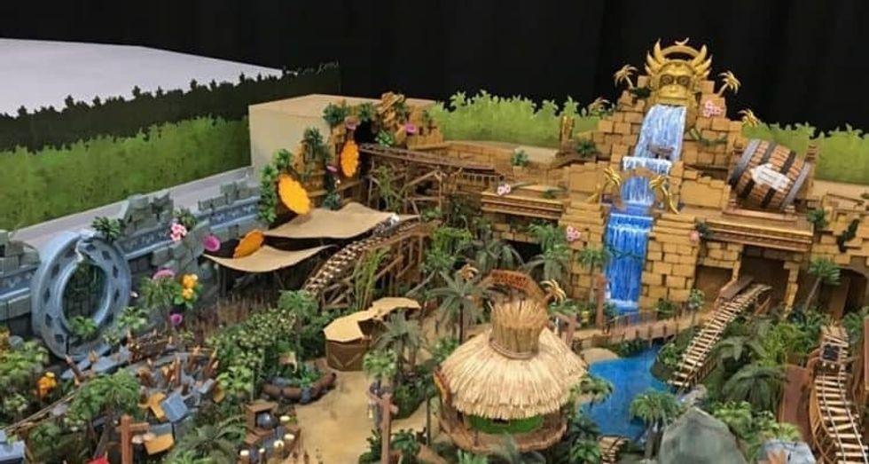 concept art for donkey kong ride at Universal's Epic Universe