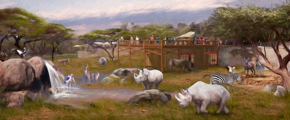 Concept art for rhino habitat at San Antonio Zoo