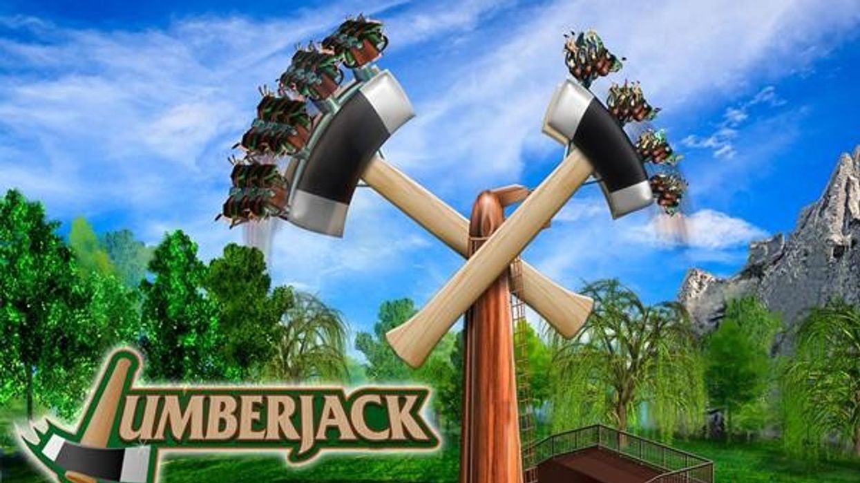 Concept art for the new "Lumberjack" - one of two new rides at Canada's Wonderland.