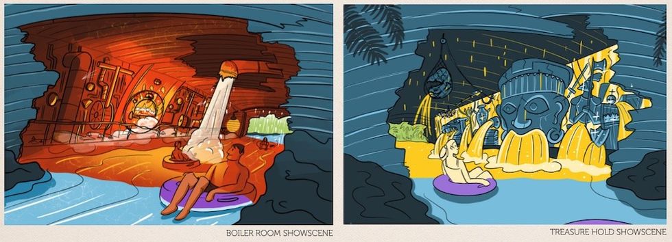 concept sketches for Mystery Cove Mall of America