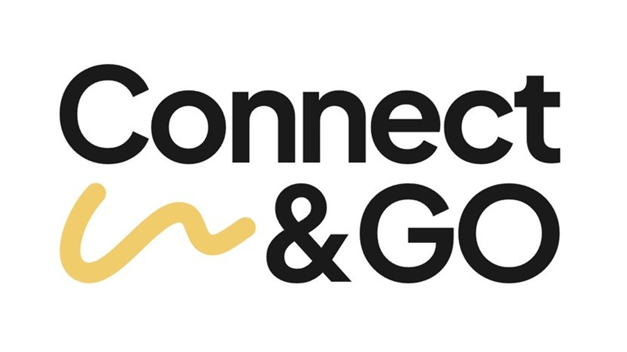"Connect & GO logo with a yellow squiggle design."
