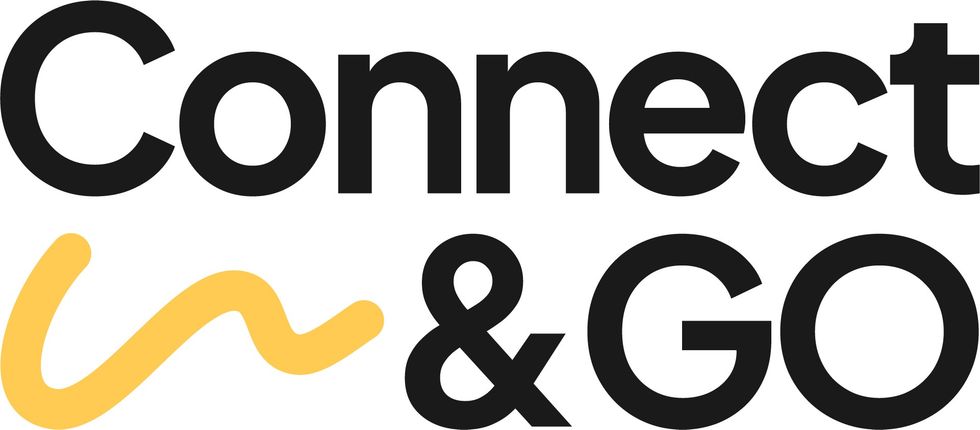 "Connect & Go" logo, with a yellow swoosh under "Connect".