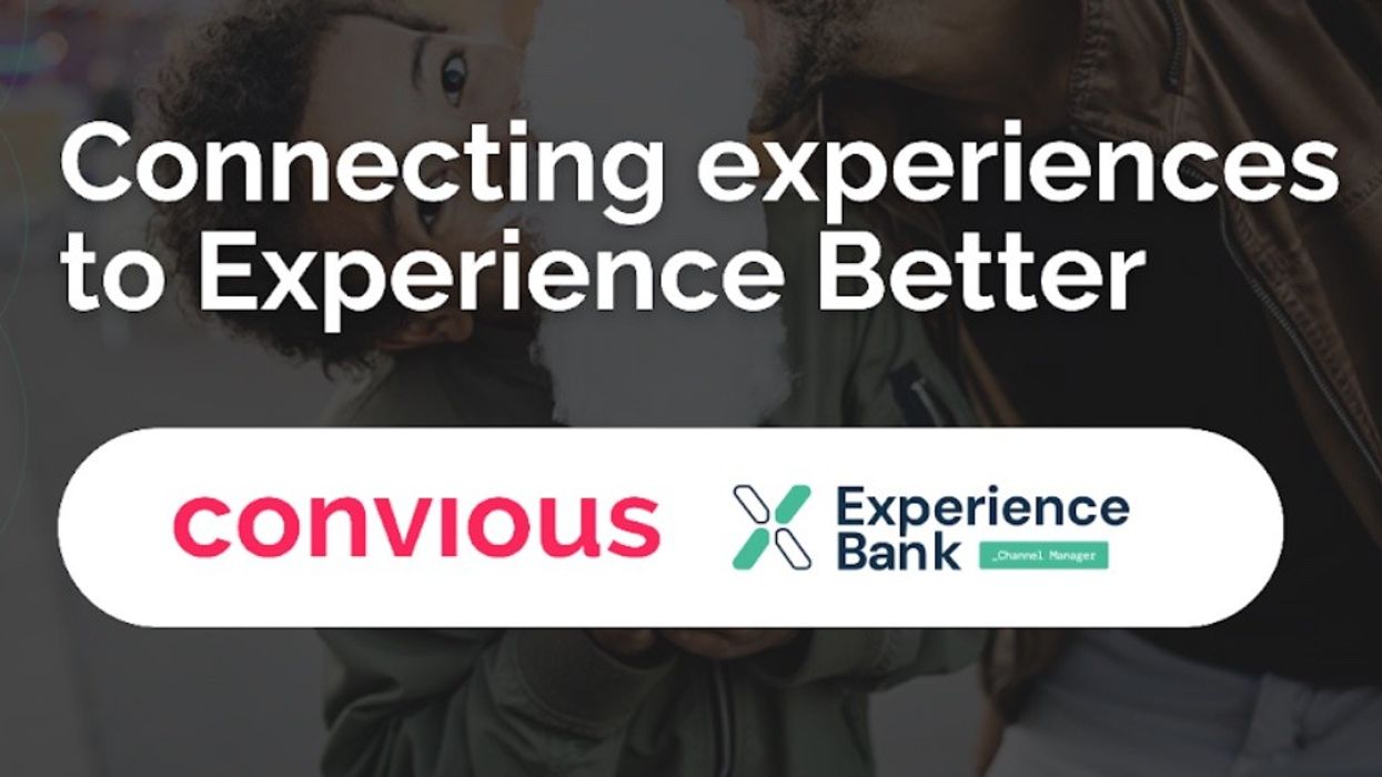 "Connecting experiences" text with Convious and Experience Bank logos.