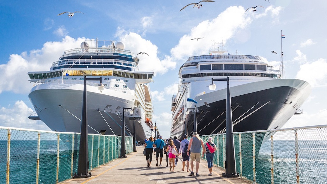Cruise passengers return to cruise ships at St Kitts Port Zante