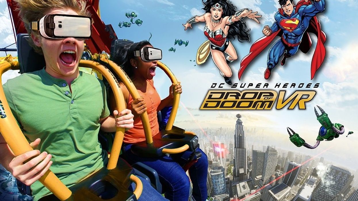 DC Super heroes drop of doom VR at Six Flags Magic Mountain