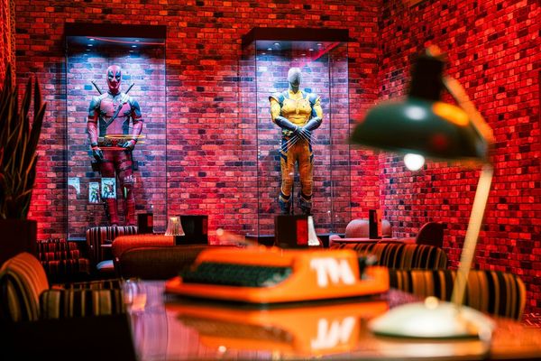 Deadpool and Wolverine suits at The Fourth Wall at the Broom Room (Deadpool Speakeasy)