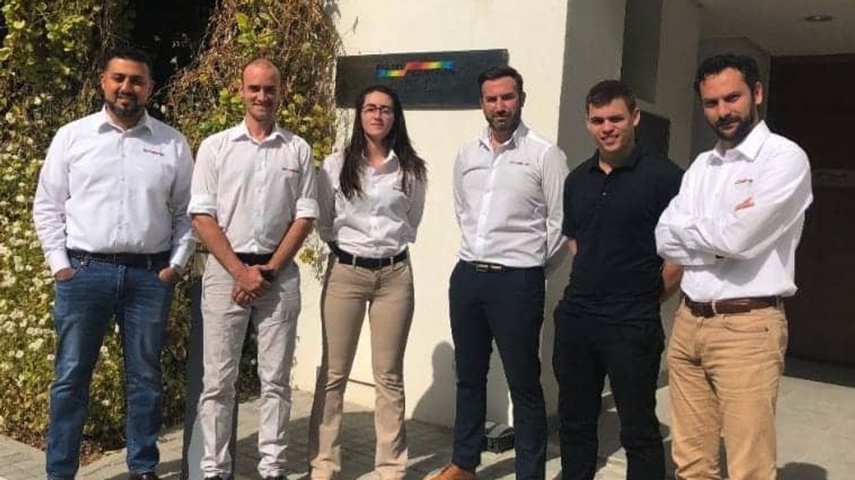 Digital Projection's Middle East team, left to right: Abdulrahman Aladawi, Keith Manning, Kharlie Manning, Matt Horwood, Tyran Carsten, Rayan Soumsom