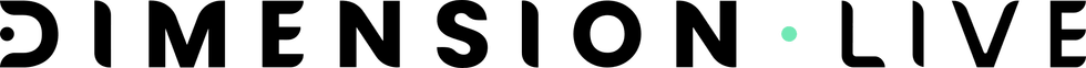 "Dimension Live logo with dark text and a mint green dot."