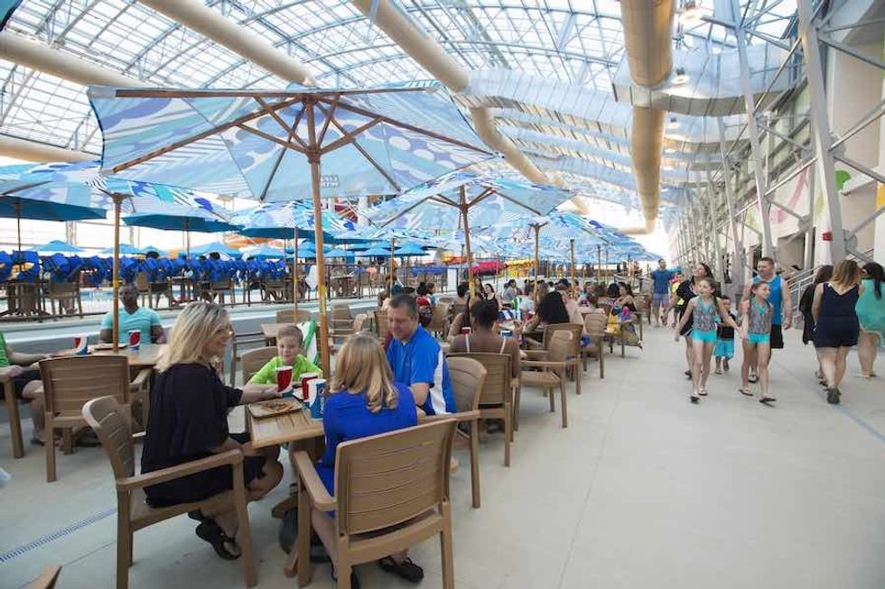 dining at Epic Waters indoor waterpark under retractable roof