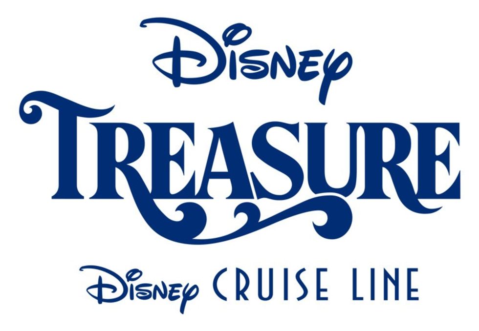 Disney Treasure Cruise Line logo in stylized blue text.