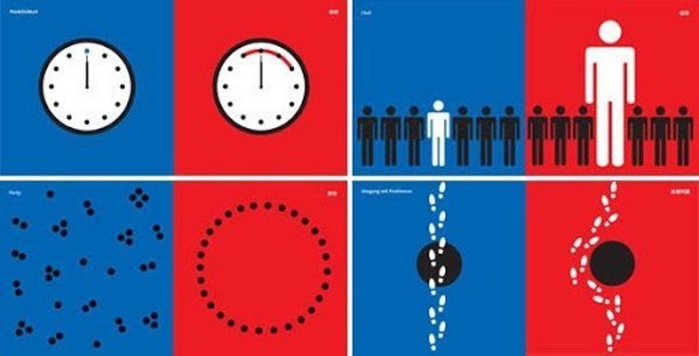 East Meets West: An Infographic Portrait by Yang Liu Western and Eastern storytelling