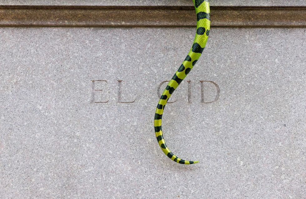 El Cid Hispanic Museum Library with ADKS snake sculture
