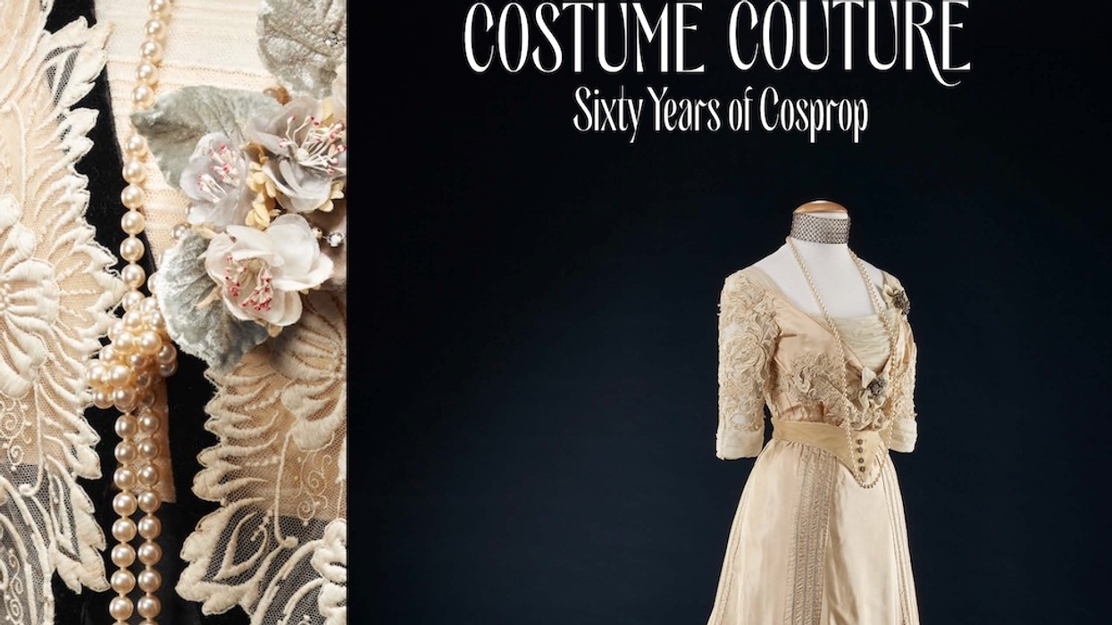 Elegant vintage dress, lace details, and pearls; "Costume Couture: Sixty Years of Cosprop."