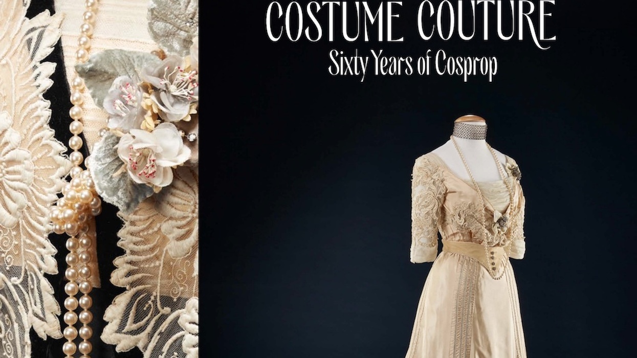 Elegant vintage dress, lace details, and pearls; "Costume Couture: Sixty Years of Cosprop."