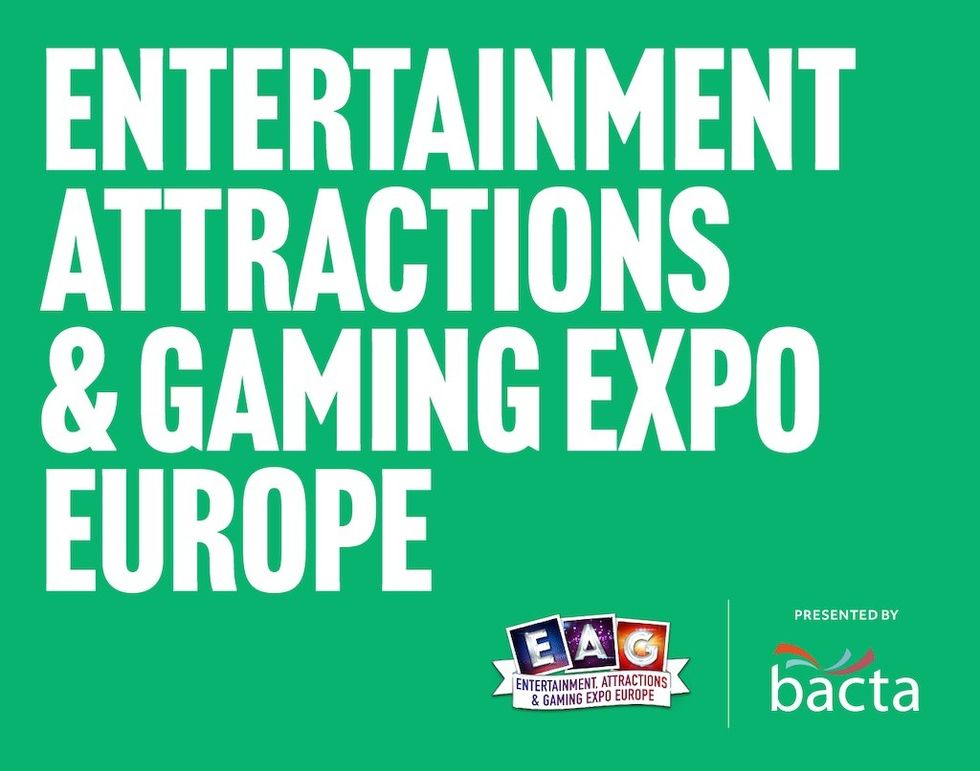 Entertainment Attractions & Gaming Expo Europe banner with logos on a green background.