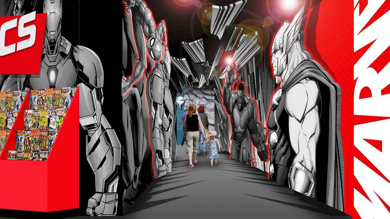 entrance to merlin marvel attraction madame tussauds blackpool iron man thor hulk