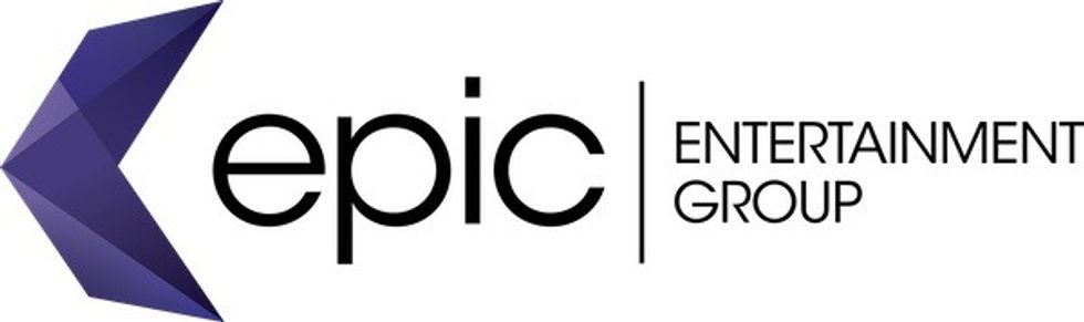 Epic Entertainment Group logo with a purple, geometric arrow.