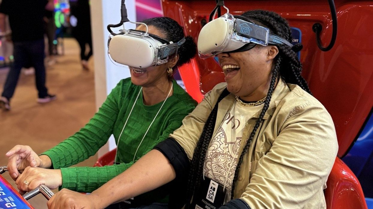 Event attendees trying the VR Rilix Coaster