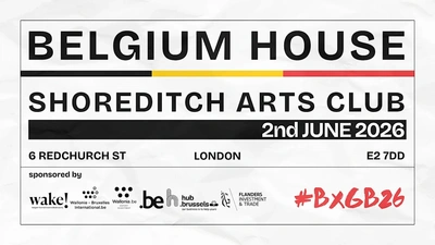 Event poster: Belgium House at Shoreditch Arts Club, London, 2nd June 2026.