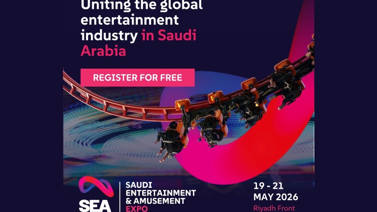 Expo poster: "Uniting the entertainment industry," with roller coaster. May 19-21, 2026.