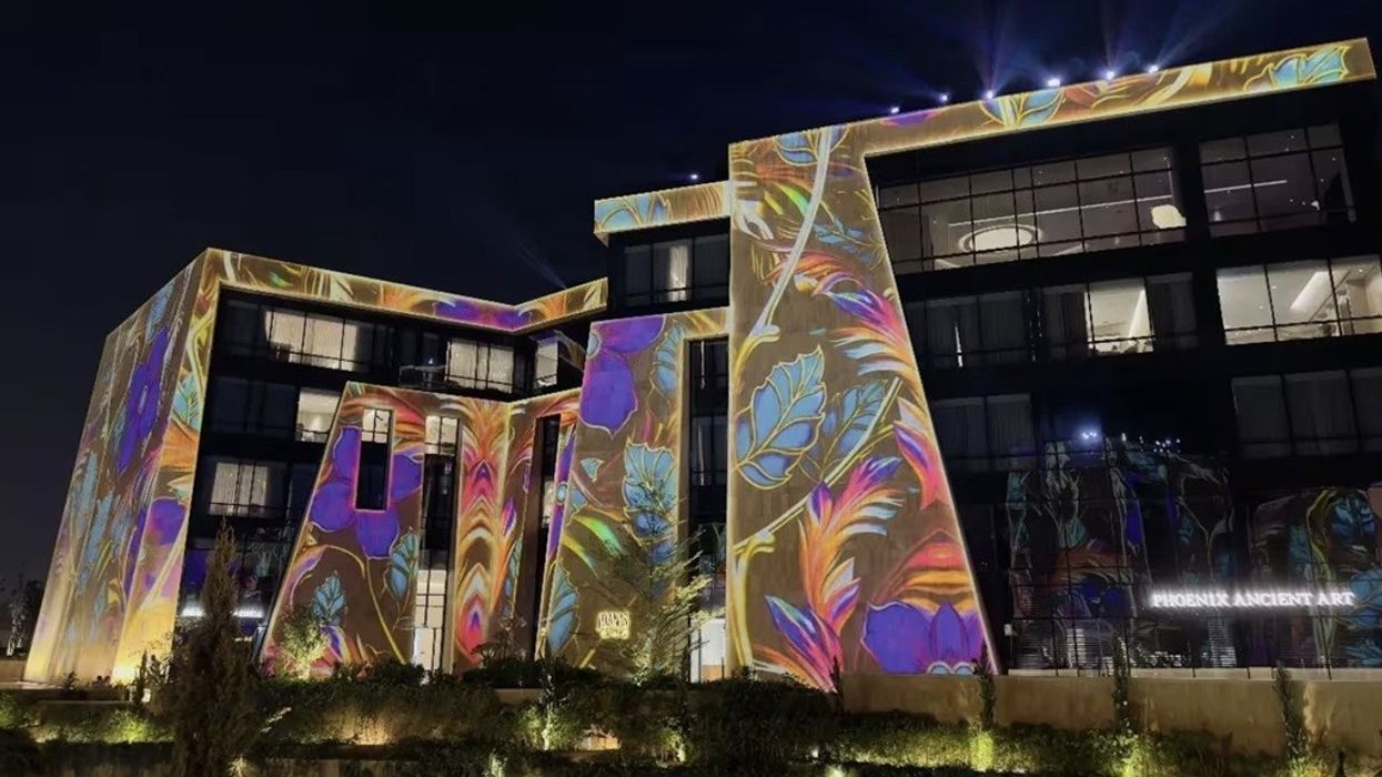 Exterior of Via Riyadh at night.