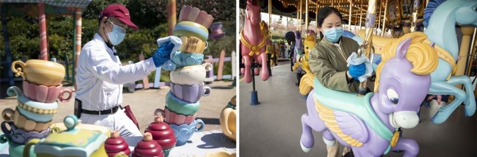 Extra cleaning at Shanghai Disneyland