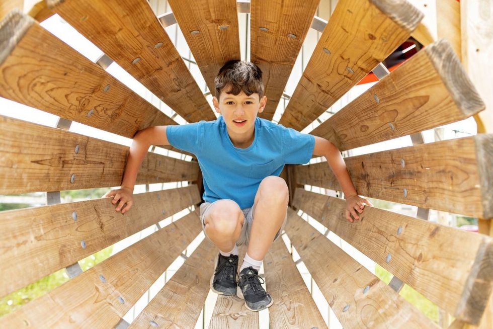 fairytale farm child in tunnel