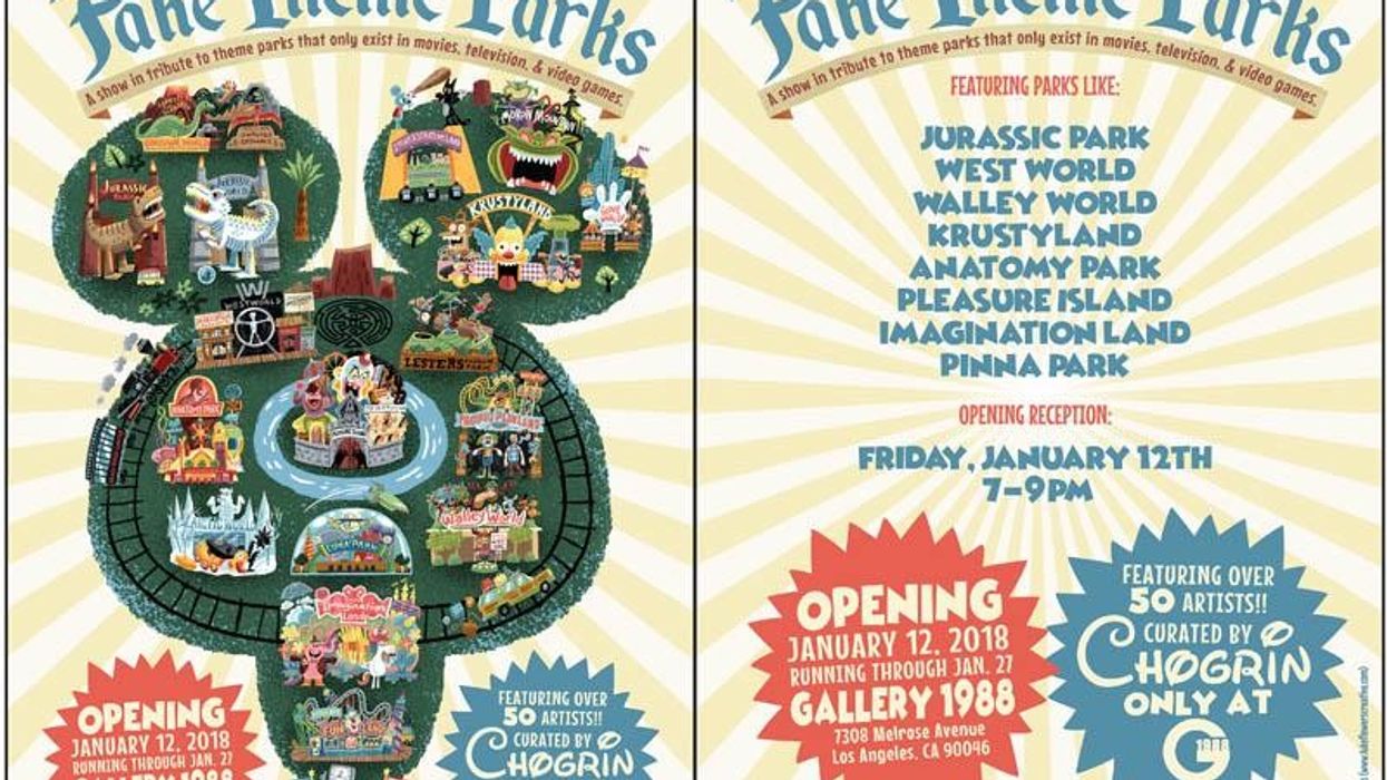 Fake theme park art show poster. Gallery 1988.