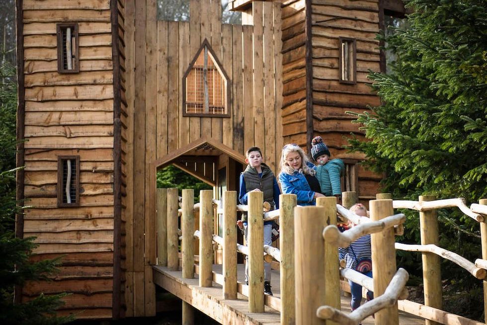 Families playing together in The Plotters Forest Adventure Play by CAP.Co at Raby Castle